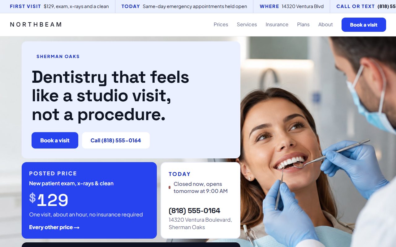 The Northbeam Dental Studio website